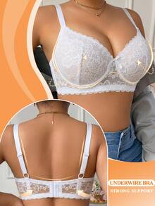 DesireSculpt Plus Size Lace Underwire Bra, 1pc - Multicolor - View 3
