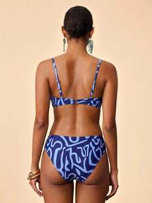 Travachic Women's Summer Beach Print Criss-Cross Design Fashion Bikini Set - Multicolor - View 2