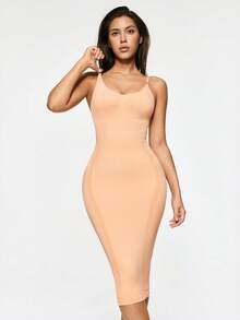 SHAPORA Vestido de control de cintura y abdomen con tirantes ajustables - Prenda interior moldeadora sin costuras - Beis - Ver 3