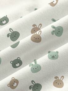 PopScrub Women's Scrub Top With Cute Rabbit And Bear Print Pattern, Suitable For Children's Hospital, Pet Hospital - Multicolor - View 3