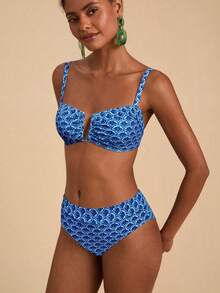 Travachic Women's Vacation Beach All-Over Print Swimsuit Set - Blue - View 5