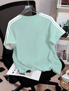 LOONEY TUNES X SHEIN Women's Casual Cartoon Print Round Neck Short Sleeve T-Shirt, Versatile For Daily Wear - White - View 2