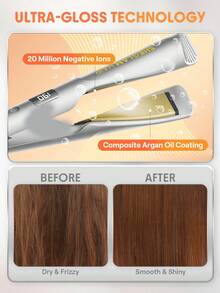 SHEGLAM HAIR مكواة فرد الشعر الأنيقة تويست كيس، مكواة تجعيد الشعر المستقيمة 2 في 1 بالأيونات السالبة، تجعيد سريع في 10 دقائق، تسخين سريع بدرجة حرارة ثابتة PTC، تحكم في درجة الحرارة بخمس سرعات، شاشة عرض رقمية، ذاكرة ذكية، لا حاجة للتعديل، قبضة قوية، تصفيف سهل مناسب لجميع أنواع الشعر ماكياج عطلة الإكسسوارات لون القرنفل مشط خريف - أصفر - مشاهدة 6