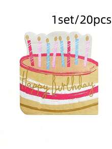 Joivida 2包生日蛋糕造型餐巾纸，一次性印花纸巾，“生日快乐”主题派对餐巾纸，可爱蛋糕和蜡烛图案，非常适合生日派对、甜点桌，柔软吸水，为您的庆祝活动增添节日气氛，非常适合装饰和清洁，是成人生日活动的理想之选，独特吸睛的餐具，适合任何派对 - 多色 - 查看 15