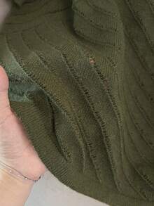 GlowEve CURVE Plus Size Casual Elegant Geometric Pattern Button V-Neck Knit Top Formal Morning Olive Green Summer - Green - View 10