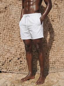 Palasendo Hombres Shorts de natación de cintura con cordón - Blanco - Ver 3