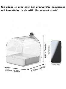 1Pc Bird Hanging Bath Box Outdoor Parrot Shower House Anti Splash Feeding Box Portable Bird Cage Accessories For Budgie Lovebird Cockatiel Small Pet Bird Daily Use - Bath - View 4