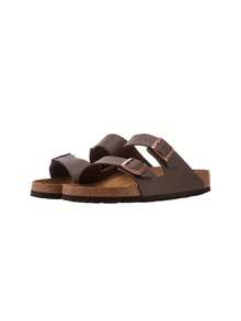 Birkenstock صنادل نسائية مسطحة أريزونا بيركو-فلور عادية باللون البني الداكن 51701 - Dark Brown - مشاهدة 2