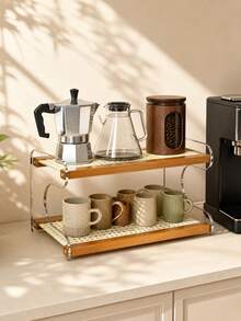 Haus Hana 1PC Multi-Functional Stackable Desktop Organizer - Durable Acrylic Construction, Space-Saving 2/3-Tier Storage Shelf, Easy Assembly Clutter Solution, Versatile Cup Rack Spice Holder, Perfect For Dorms Apartments Bathrooms - multicolor - View 4