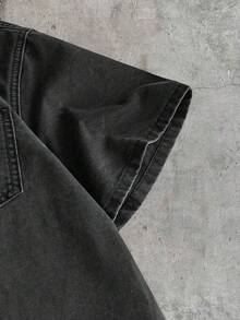 AXEPEAK Kemeja Lengan Pendek Pria Kasual Warna Hitam Abu-abu - Hitam - View 6
