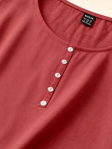 EMERY ROSE Women's Casual Solid Color Round Neck Tank Top For New Year Clothes - Red - View 4