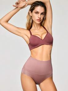 SHAPORA Women's Solid Color High Waist Shaping Briefs - Dusty Pink - View 2
