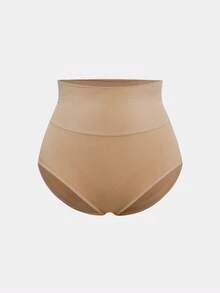 SHAPORA 1pc Apricot Seamless Briefs, Tummy Control Waist, Comfortable For Daily Wear - Apricot - View 1