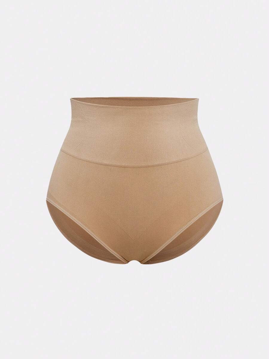 SHAPORA 1pc Apricot Seamless Briefs, Tummy Control Waist, Comfortable For Daily Wear - Apricot - View 1