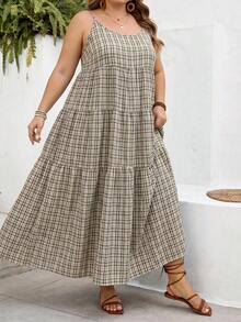 SHEIN CURVE+ 大尺碼 US22 音樂節海邊度假波希米亞風女款印花細肩帶洋裝，適合夏季海灘度假、沙灘罩衫、夏季穿搭 - 彩色 - 查看 7