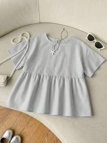 SHEIN EZwear 女士藏蓝色条纹梭织衬衫 - 藏蓝色 - 查看 5