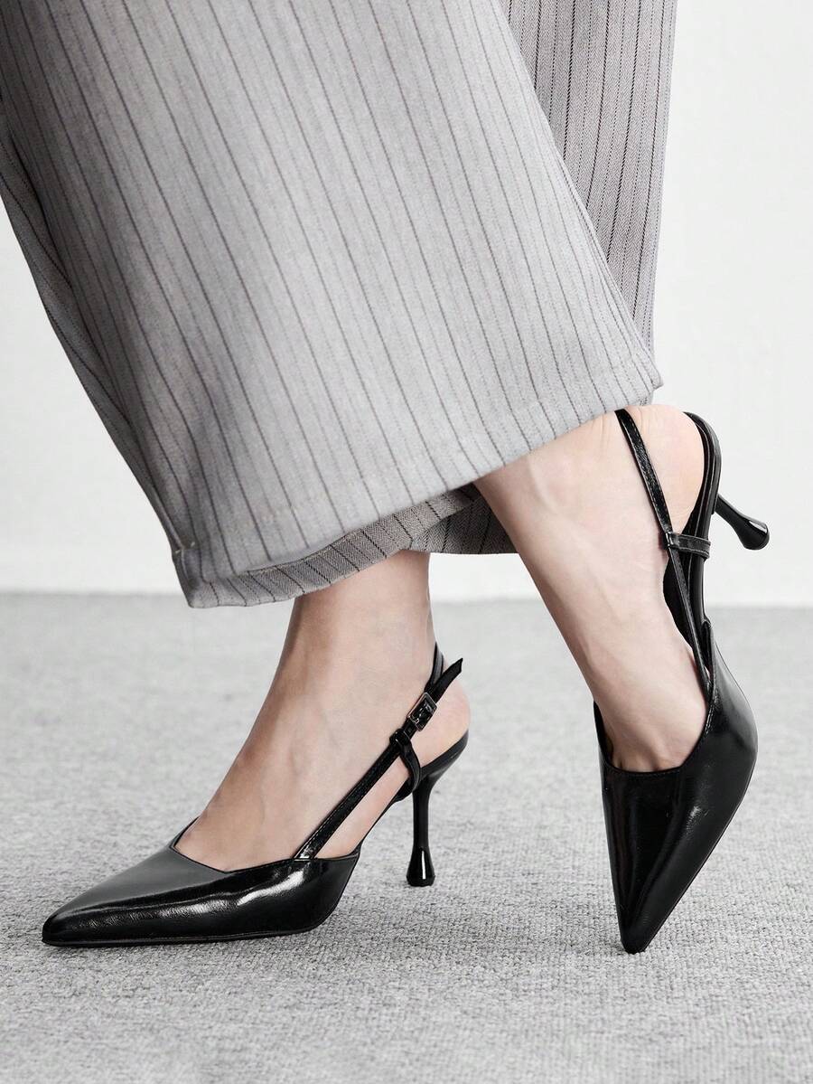 CUCCOO BIZCHIC Elegant, Simple And Generous, Fashionable And Versatile, Casual Workplace Commuter Women's Rear Empty High-Heeled Shoes - jet black - View 1