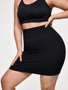 SHAPORA Seamless High Waist Slimming Skirt With Safety Shorts, Sexy Tight Fitting Bodycon Skirt, Lift Buttocks & Waist Shaping Dress - Black - View 7