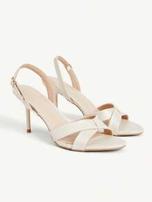 CUCCOO CHICEST Giày cao gót nữ mùa xuân/hè mới, quai chéo thanh lịch gợi cảm, mũi tròn, gót nhọn mảnh, thời trang màu champagne bạc sáng, sang trọng, sandal cao gót cho quý cô đi làm, du lịch, tiệc tùng, hẹn hò - Rượu sâm panh nhạt màu bạc - Xem 2
