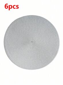 6pcs 15-Inch Round Woven PP Placemats, Washable Non-Slip Flat Table Mats Coasters, Suitable For Home Dining Table Decor, Spring Outdoor Party Holiday Gifts, Christmas Decorations - Multicolor - View 7