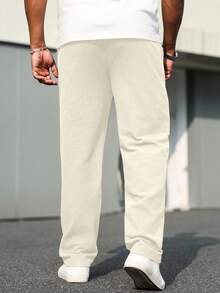 Manfinity Homme Pantalones casuales de moda minimalista de unicolor para hombre de talla grande - Beis - Ver 2