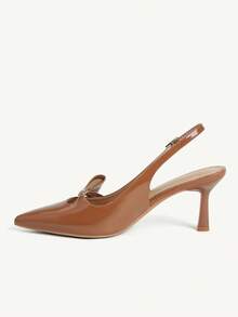 CUCCOO CHICEST Tacones altos elegantes con lazo para citas de primavera y otoño para damas - Marrón - Ver 6