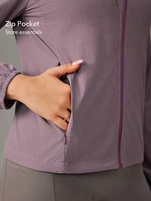 OutZeal Women Sun-Proof Jacket Daily Casual Lightweight Stretch Hood Zip Up Outdoor Tops - Purple - View 4