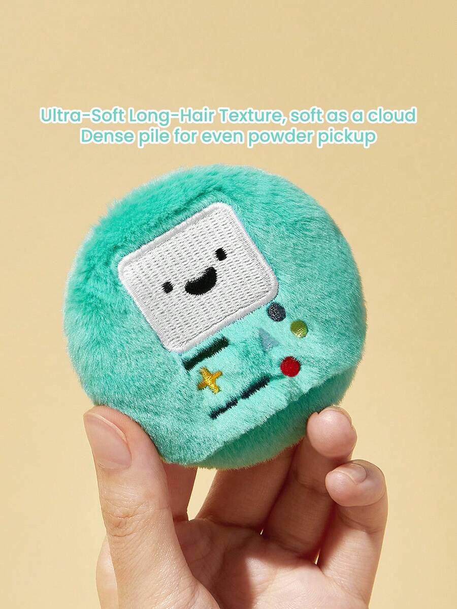 ADVENTURE TIME X SHEIN 1個裝絨毛遊戲機造型化妝棉套組,柔軟天鵝絨美妝蛋,適用於底妝與蜜粉,可愛造型化妝塗抹工具 - 綠色 - 查看 1