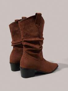 Styleloop Damen Retro Western Stil Plateau Knöchel Stiefel - Braun - Übersicht 7