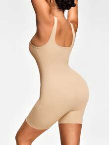 SHAPORA Mono de mujer de unicolor con cuello de pico, sin mangas y espalda descubierta - Albaricoque - Ver 2