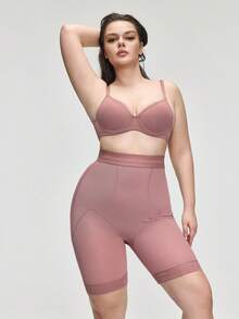SHAPORA Pantalones cortos moldeadores de unicolor con cintura elástica para mujer de talla grande - Marrón - View 6
