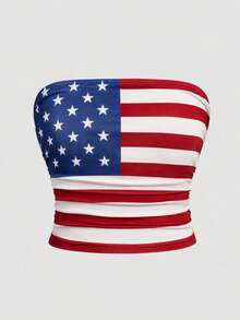 Tween Girls Casual Simple Cartoon Pattern Tank Top Suitable For Summer 4th Of July - Multicolor - View 4