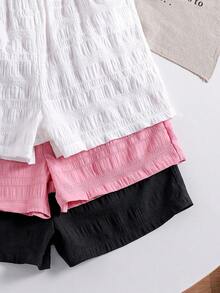 Tween Girl Casual Textured Shorts 3-Piece Set - Multicolor - View 6