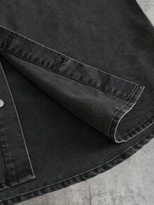AXEPEAK Kemeja Lengan Pendek Pria Kasual Warna Hitam Abu-abu - Hitam - View 5
