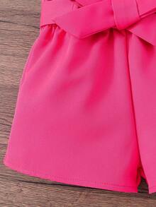 Emery Rose Kids Emery Rose Kids 2 件套女婴纯色针织夹克和针织连体衣（带帽子） - 玫紅色 - 查看 3