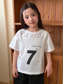 Dazy Kids 女童秋季圓領針織短袖T恤夏季上衣 - 白色 - 查看 6