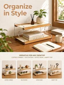Haus Hana 1PC Multi-Functional Stackable Desktop Organizer - Durable Acrylic Construction, Space-Saving 2/3-Tier Storage Shelf, Easy Assembly Clutter Solution, Versatile Cup Rack Spice Holder, Perfect For Dorms Apartments Bathrooms - multicolor - View 8