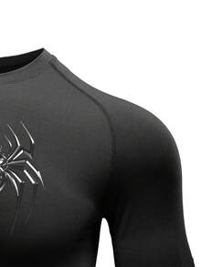 GymBeat Men's Spider Print Raglan Short Sleeve Sports T-Shirt, Gym - Black - View 4
