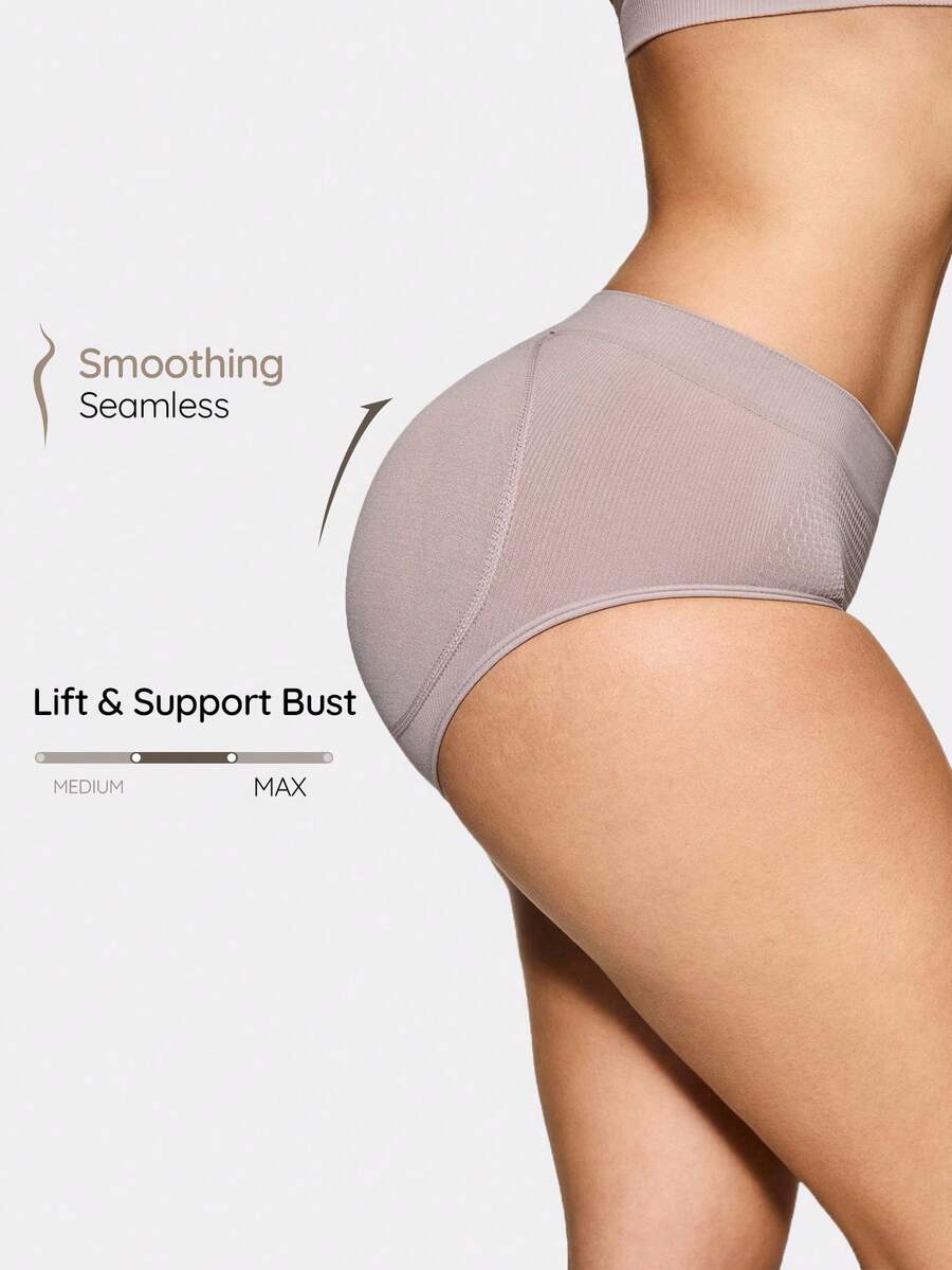 SHAPORA Stretchy Comfortable Skin-Friendly Solid Color Women Shapewear Panties - Dusty Purple - View 1