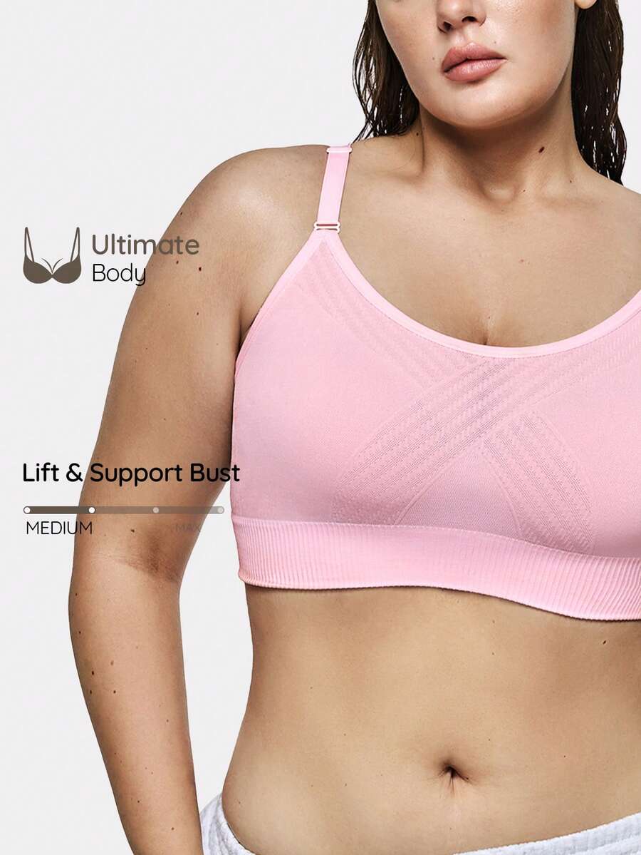 SHAPORA 1 pieza Sujetador inalámbrico y sin costuras para mujer - Rosa Pálido - Ver 1