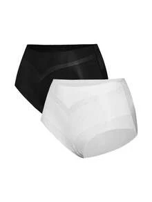 SHAPORA 2pcs/Set Women's Casual Comfortable Seamless Solid Color Ultra-Thin Fabric Shaping Briefs - Multicolor - View 17