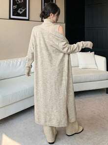 Knit Top Pant Cardigan 3 Pcs Set Knit Set - بيج - مشاهدة 3