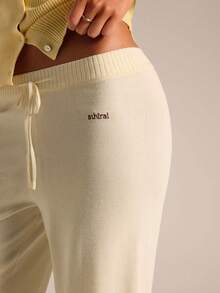 Athîral Pantalones largos de punto casual para mujer, pantalones largos de corte holgado, adecuados para citas y atuendos de fiesta - Beis - Ver 5