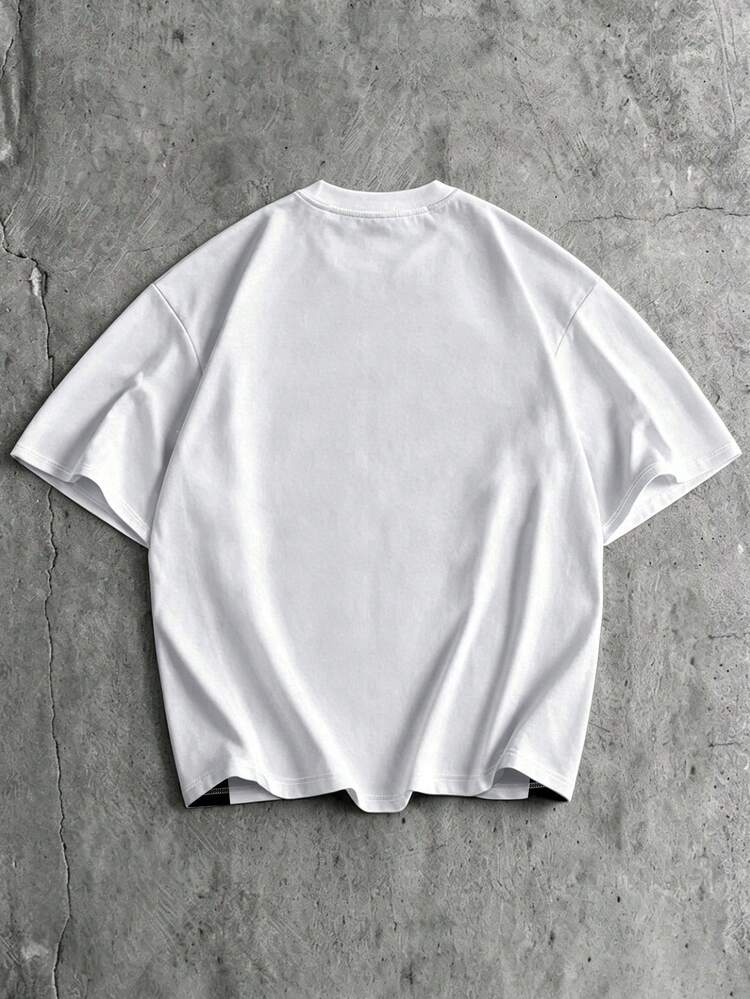 Camiseta de cuello redondo de manga corta con estampado gráfico de bloques de color Endless Weekend, ajuste oversize