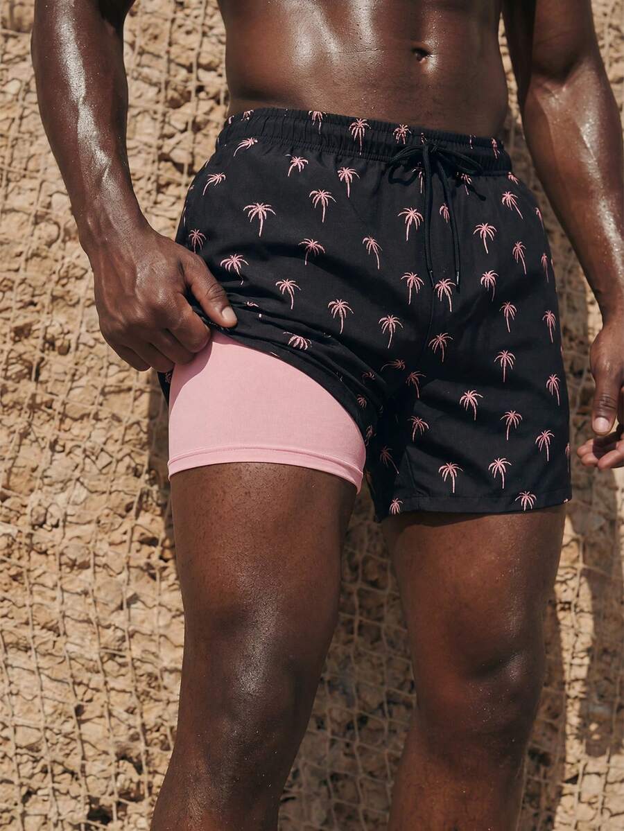 Palasendo Men's Casual Beach Shorts, Minimalist Fashion, Everyday Wear, Hawaiian, Holiday - Multicolor - View 1