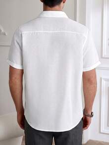 Core Aspect Camisa polo de manga corta con textura de bambú para hombre, prenda casual adecuada para ir al trabajo, uso diario y fines de semana, formal - Blanco - Ver 3