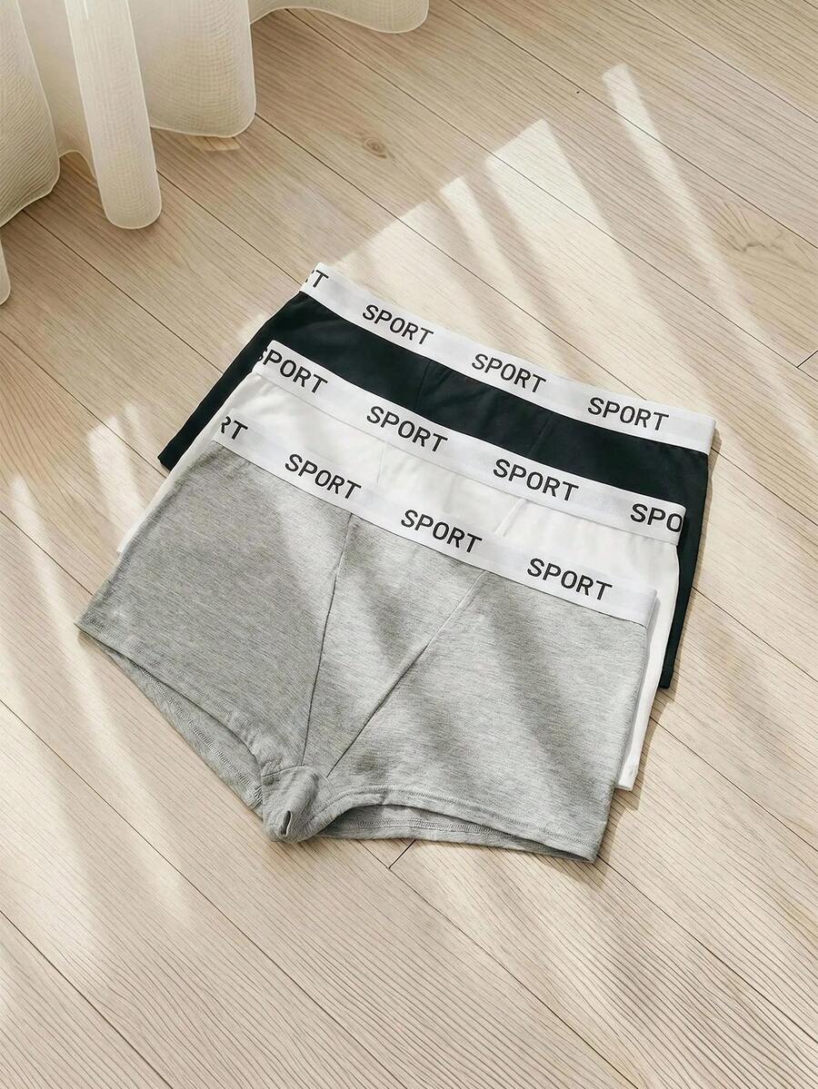 SHEIN paquete de 3 piezas de ropa interior casual con estampado simple para tallas grandes - Multicolor - Ver 1