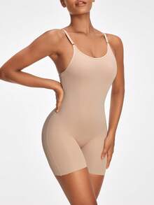 SHAPORA Của phụ nữ Màu thuần Giảm béo Quần bó Áo liền quần dây treo - Màu be - Xem 6