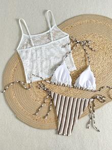 Soleia Conjunto de Bikini de 3 Piezas Sexy de Moda para Mujer en Verano - Multicolor - Ver 4
