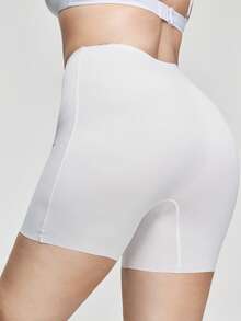 SHAPORA Pantalones cortos moldeadores de unicolor de talle alto para mujer de talla grande - Blanco - Ver 3